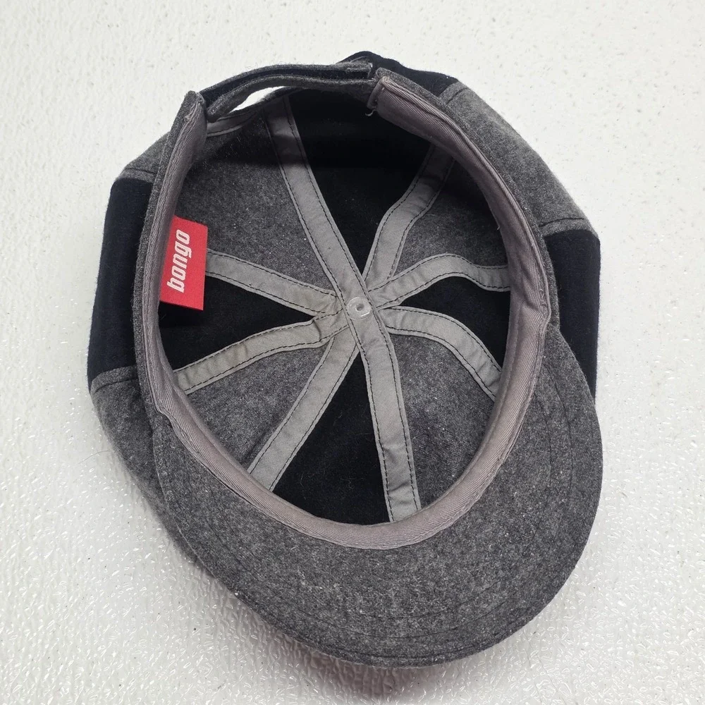 Bongo Womens Newsboy Gray Black Hat Cap Strapback Wool Blend